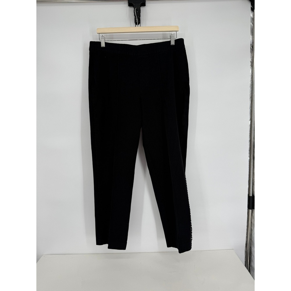 Isaac Mizrahi Live Black Embellished Side‎ Cropped Pants Women's Size 14
